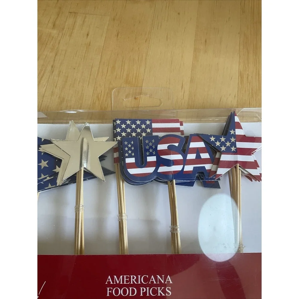Joy fun 30pcs Americana food Picks Cupcakes Stick New USA Stars
